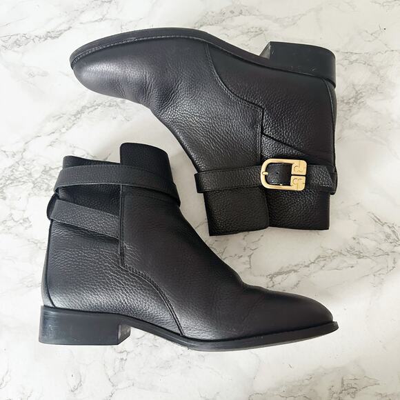 Tory Burch Brooke Perfect Black Refine Pebble Leather Riding Ankle Boot Size 8.5 - Picture 6 of 12
